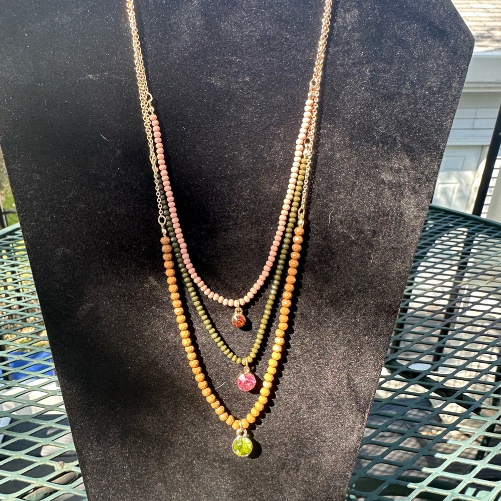 Park Lane Pink and Green Layered Necklace